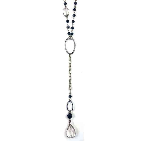 Lost & Found Rosary & Chain Y Pendant Necklace - Jet