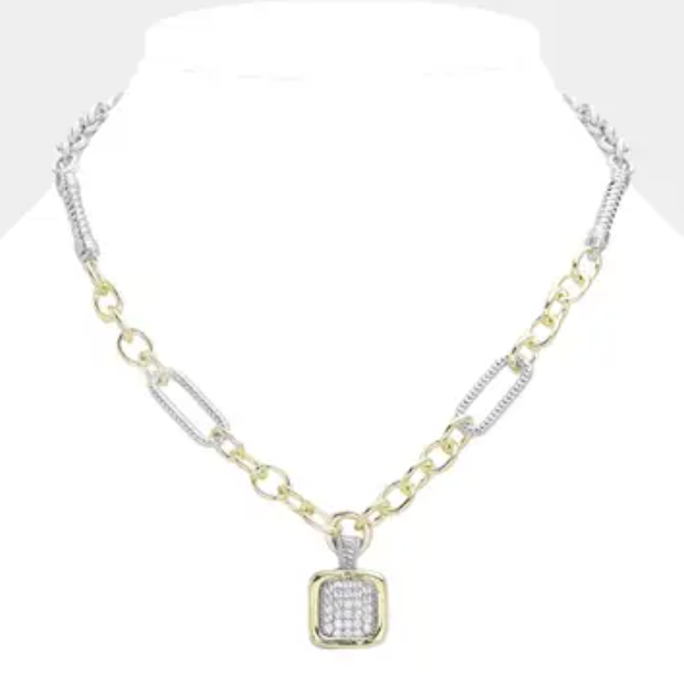 Mixed Metal Charm Necklace