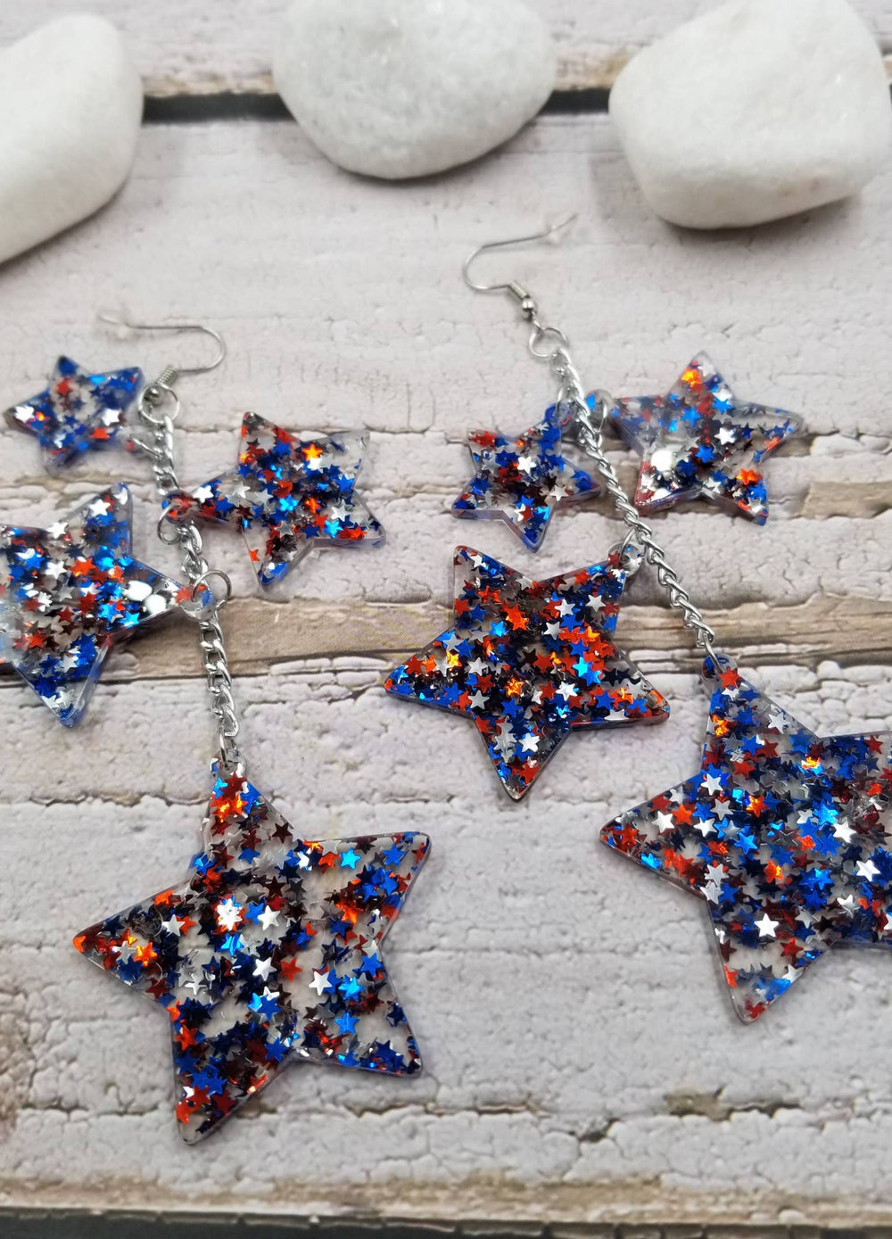 4th of July Independence Day Confetti Star Earrings