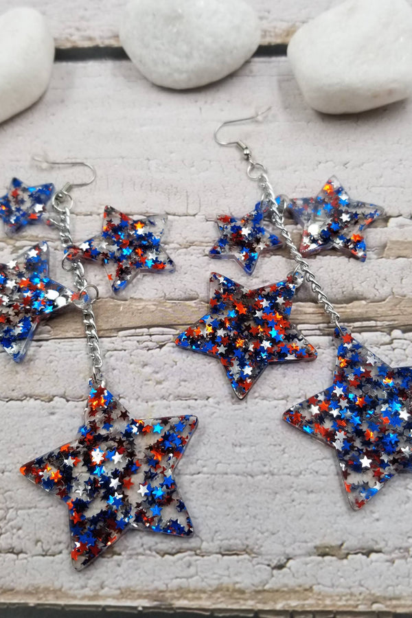 4th of July Independence Day Confetti Star Earrings