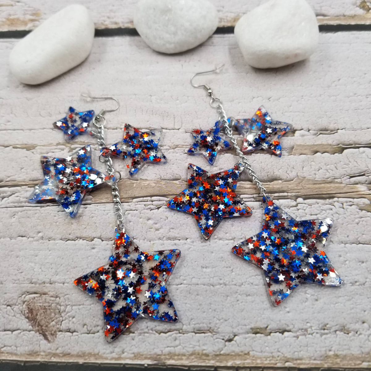4th of July Independence Day Confetti Star Earrings