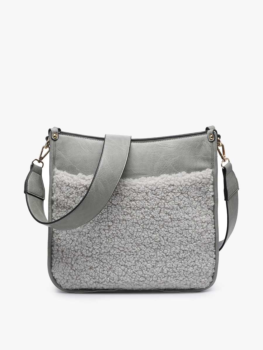 Chloe Teddy Trim Crossbody with Guitar Strap Jen & Co