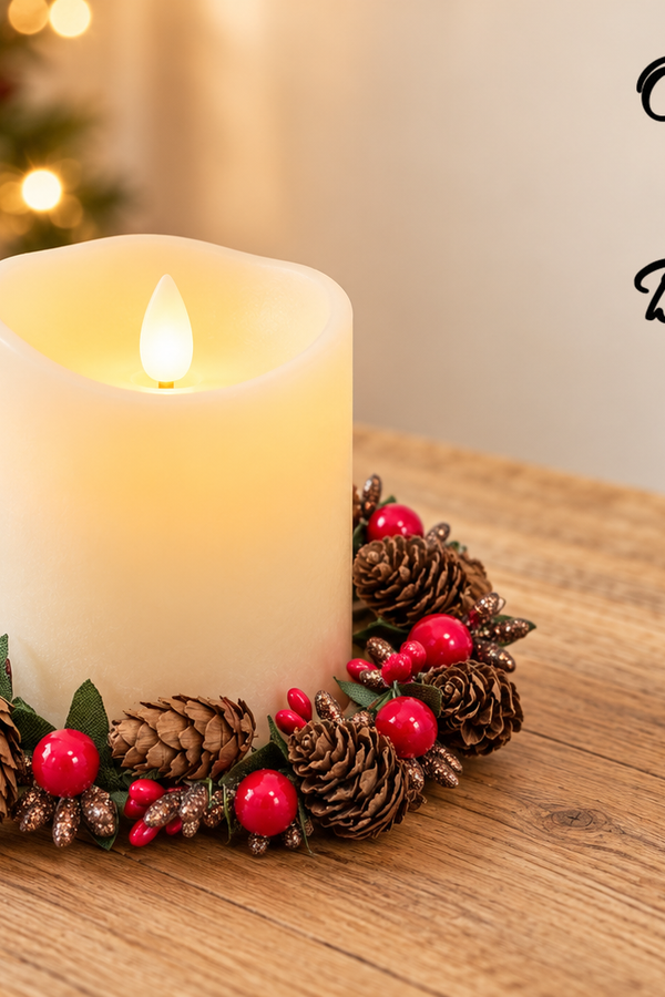 5" Berry Pinecone Candle Ring