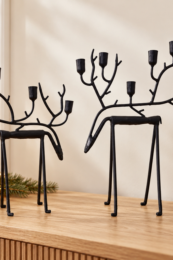 Iron Deer Taper Holder - Black - Multiple Sizes