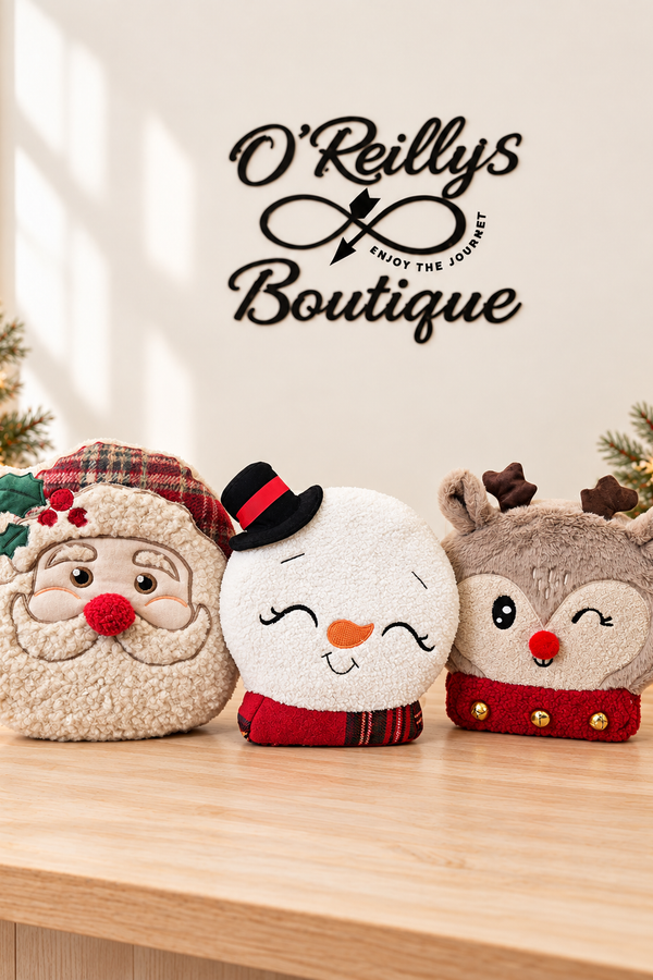 13"L Plush Fabric Christmas Character - Multiple Designs