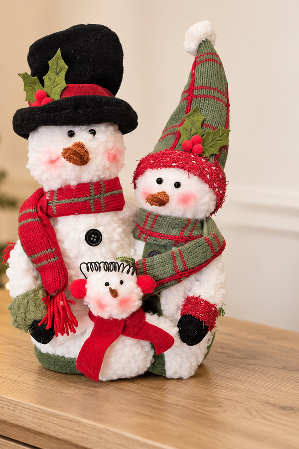 13"H Plush Holiday Snowman Family