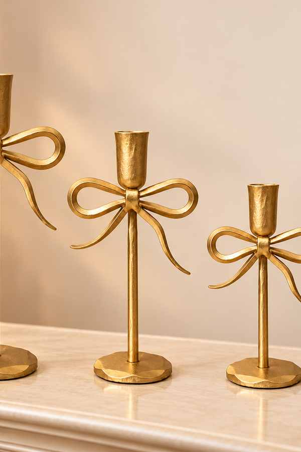 Bow Candle Holder - Gold - Multiple Sizes