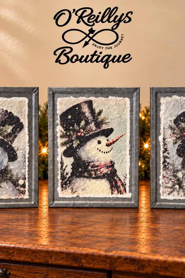 7.87"H Metal Holiday Snowman Design Block - Multiple Designs