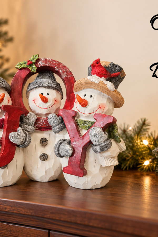 8.4"L Resin Snowman W/ "Joy" Sign