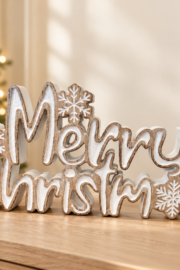11.81"L Wood Merry Christmas Tabletop Sign