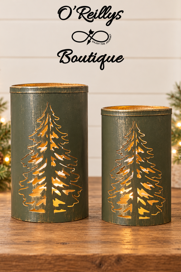 Green Tin Tree Lantern - 2 Sizes