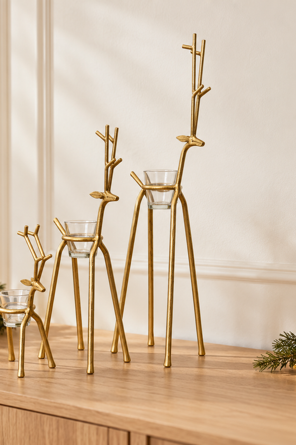 Tealight Holder Deer - Gold - Multiple Sizes