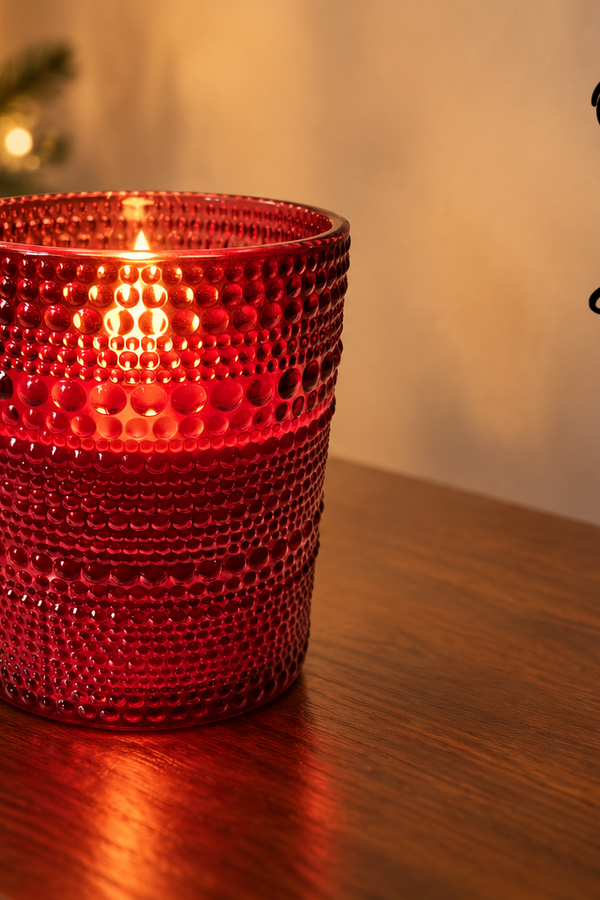 5" Red LED Beaded Glass Candle