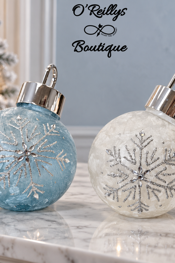 5.9"H B/O Lighted Snowflake Design Glass Ornament - Multiple Colors