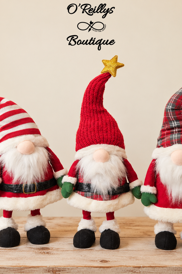 22.83"H B/O Lighted Bobbling Plush Holiday Gnome - Multiple Designs