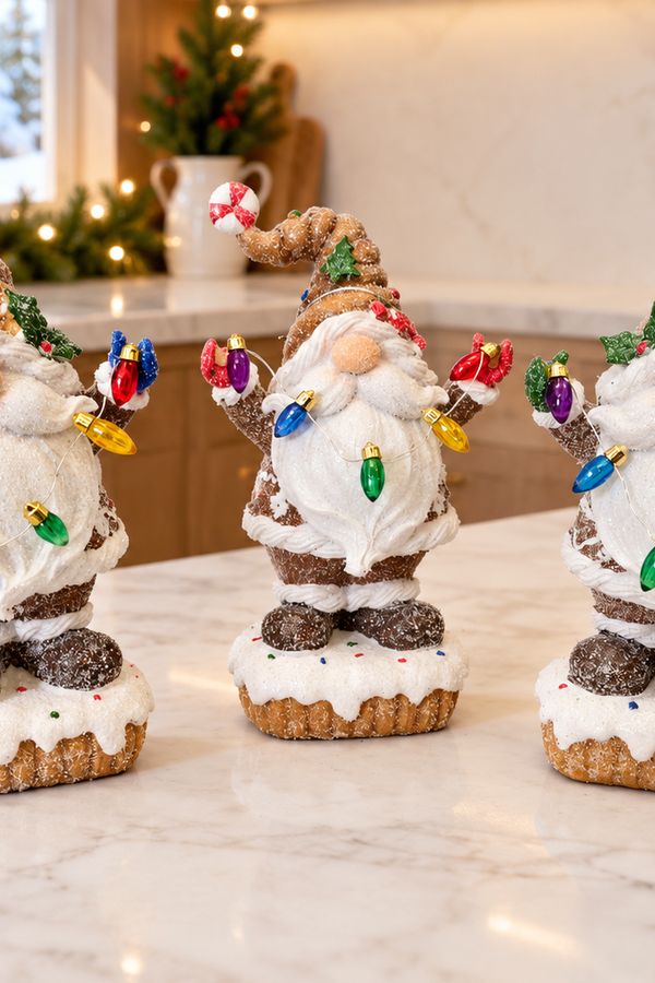 9.06"H B/O Resin Christmas Gingerbread Gnome Light - Multiple Designs