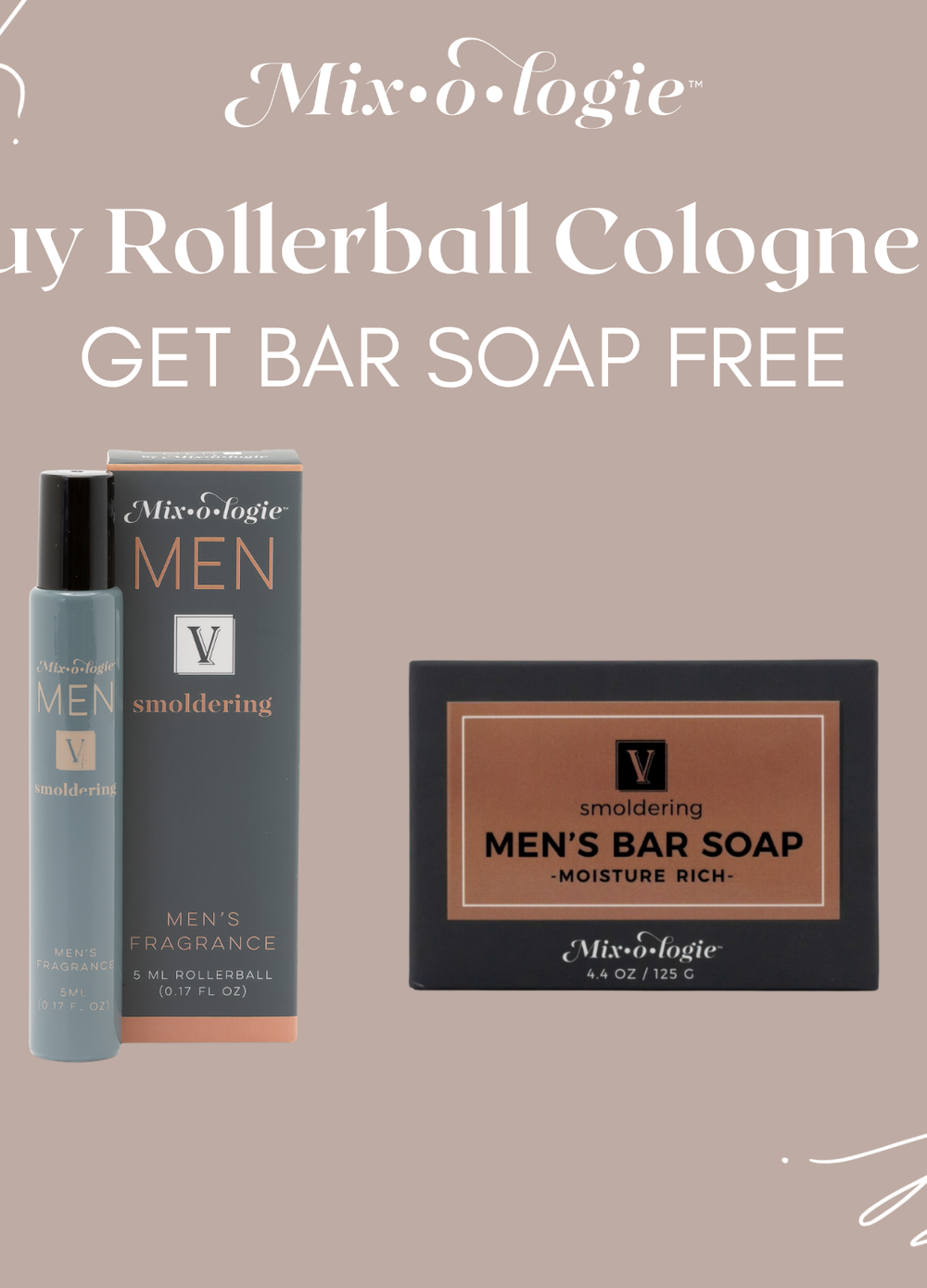 PREORDER- Rollerball Cologne for Men (5 mL) with Free Bar Soap by Mixologie