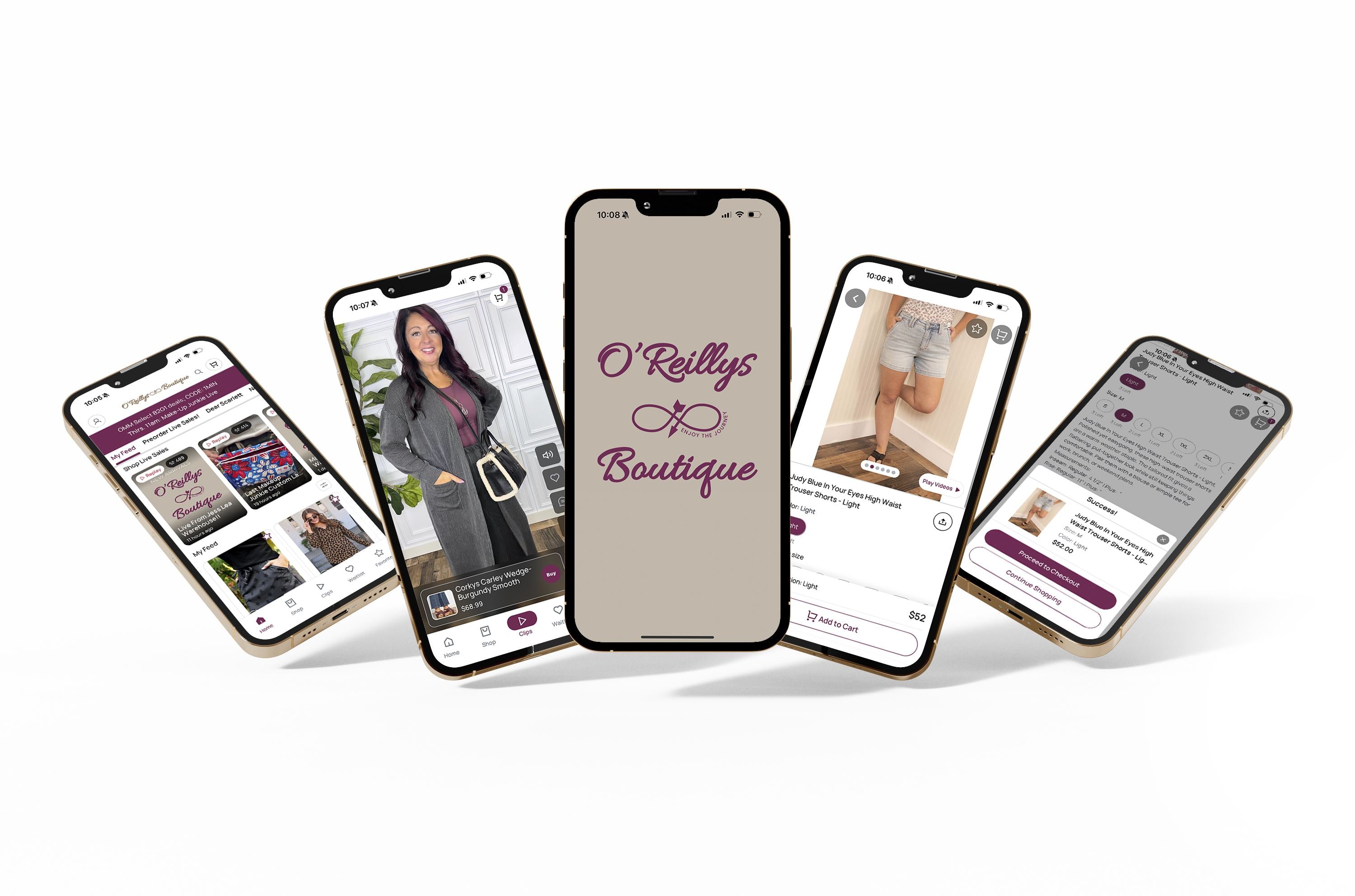 O'Reillys Boutique mobile app screens