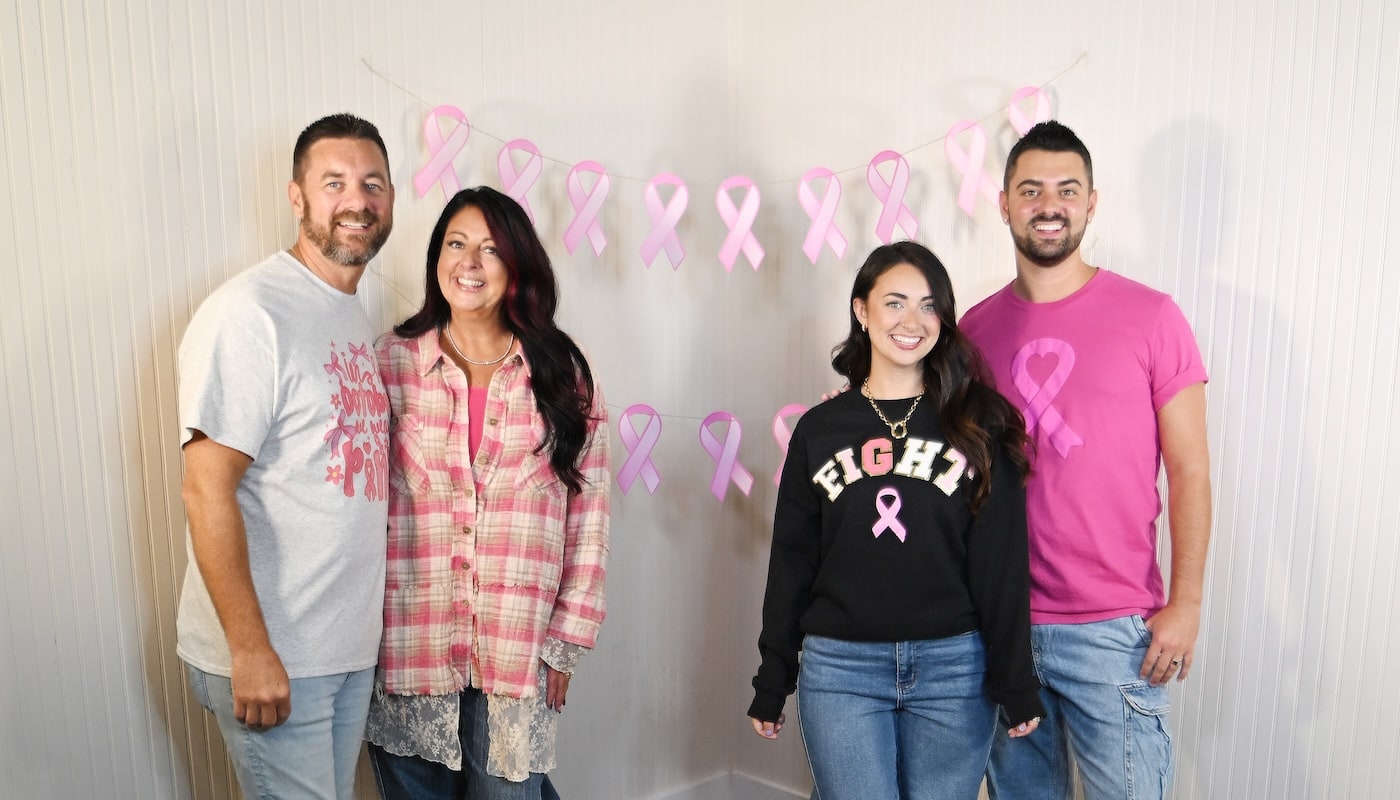 The O’Reillys family wearing pink for breast cancer awareness