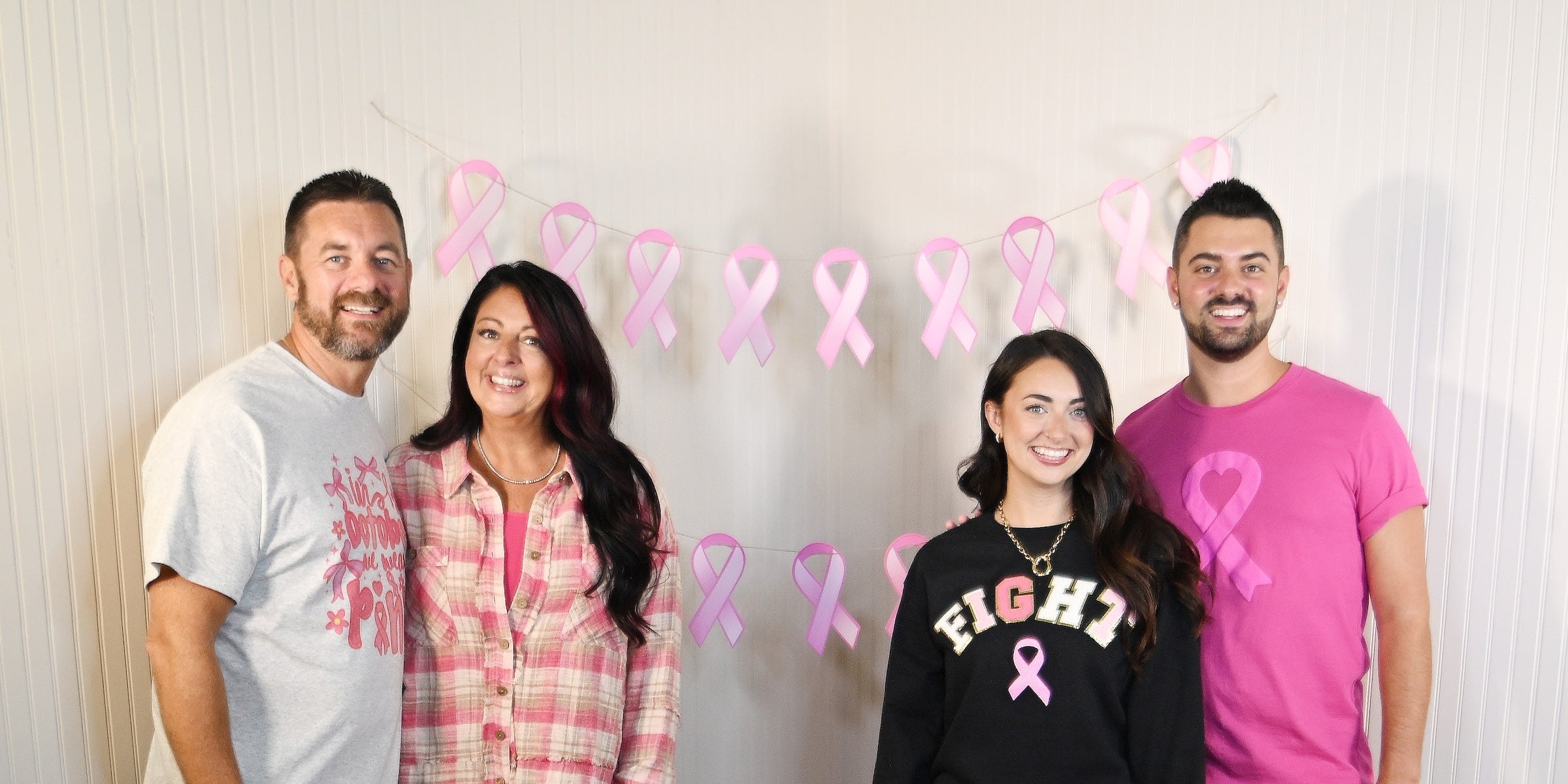The O’Reillys family wearing pink for breast cancer awareness